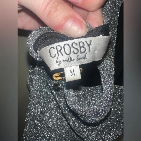 Crosby Mollie Burch Silver Sparkly Halter Dress Size‎ M Money Classic Party NYE - Picture 9 of 16